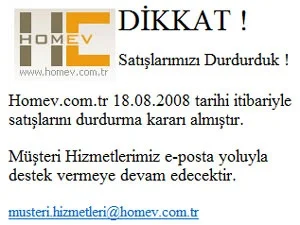 E-Ticaret sitesi Homev satışları durdurdu