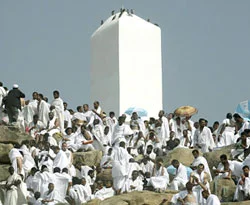 Hacı adayları vakfe için Arafat'ta