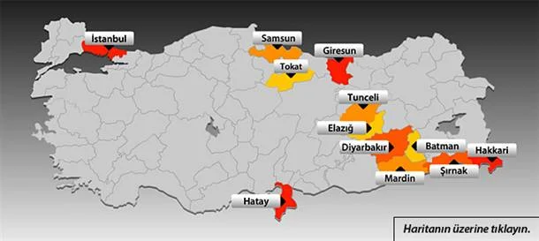 197 günün terör haritası