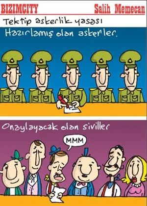 Tek tip askerlik - karikatür -