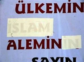 Erdoğan pankartını sansürlediler