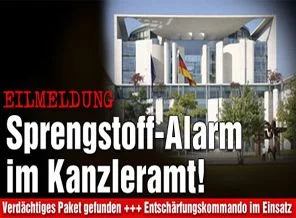 Merkel'in ofisinde bomba paniği