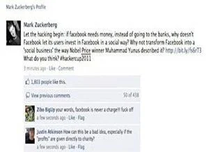 Facebook'un sahibinin hesabı 'hack'lendi