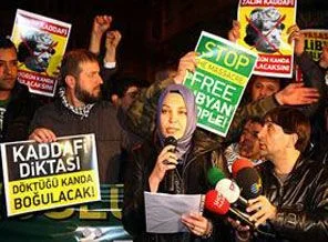 Taksim'de Libya halkına destek eylemi