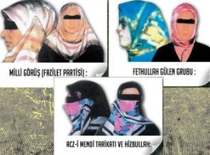 Başörtüsü bağlama şekliyle fişlemişler