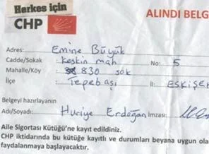 CHP aile sigortanızı yaptık diye belge dağıtıyor