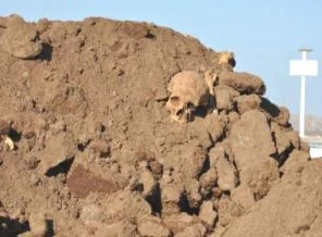 Hafriyatın arasında iki kafatası ve kemik parçaları buldular