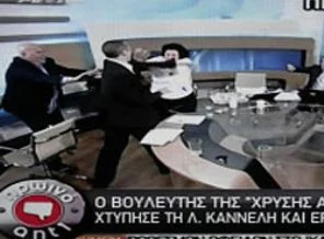 Yunan televizyonunda siyasete şiddet karıştı