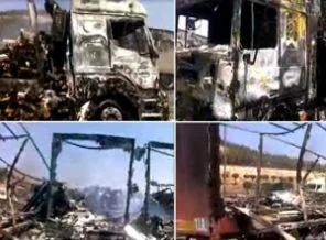 Esad'ın çapulcuları ve PKK tırlarımızı yakıyor