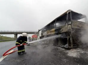 Düzce'de otobüs yangını