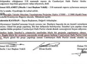 CHP'nin Taksim projesi ile ilgili görüşlerinin tutanağı