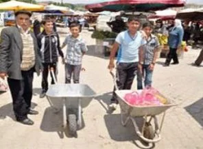 El arabasıyla haçlıklarını kazanıyor
