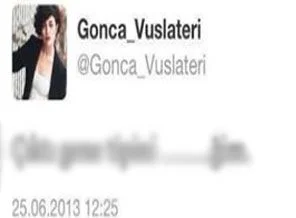 Gonca Vuslateri'nin Erdoğan'a küfür tweet'i