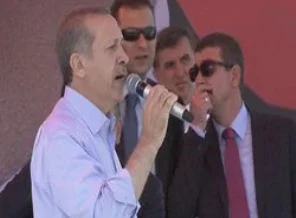 Kayseri'deki mitingde dikkat çeken pankart