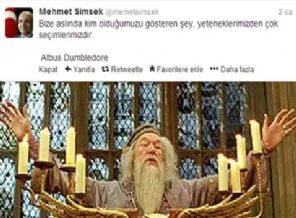 Mehmet Şimşek, Dumbledore'dan alıntı yaptı