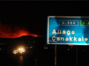 Petkim arazisinde çıkan yangın hâlâ devam ediyor
