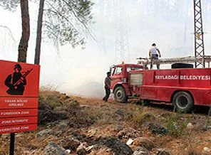 Suriye'den atılan mermiler yangına neden oldu