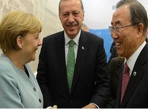 Erdoğan, Ban ve Merkel ile görüştü