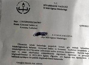 Okullara, 'Suriye'den kimyasal saldırı' uyarısı