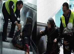Kucağında bebeğiyle Marmaray merdivenlerinde düştü