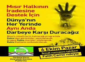 Yarın Fatih Camiinde Mısır darbesi teklin edilecek