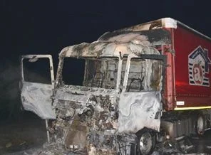 Edirne'de TIR, alev aldı