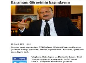 TCDD Genel Müdürü Süleyman Karaman'a CİHAN ve Zaman tuzağı