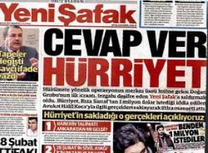 Yeni Şafak Hürriyet'e manşetten çaktı!