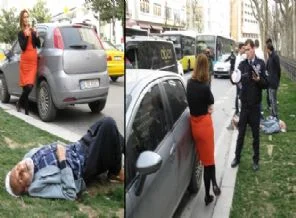 Çarptığı adamı telefonla oynayarak izledi