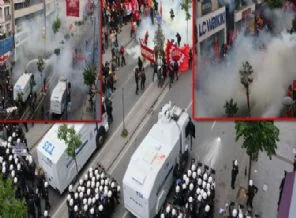 DİSK önünden yürüyüşe geçen gruba müdahale