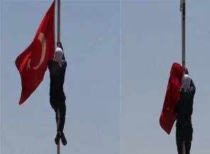 Bayrağı indiren o kişi tutuklandı