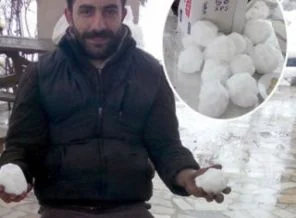 Bursalı girişimci 50 kuruşa kar topu sattı