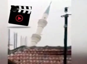 Fırtına minareyi böyle yıktı