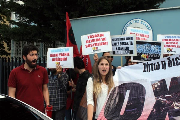 Ankara'da Yunanistan'a destek eylemi