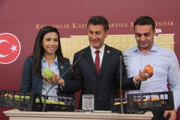 Meclis'te meyveli protesto
