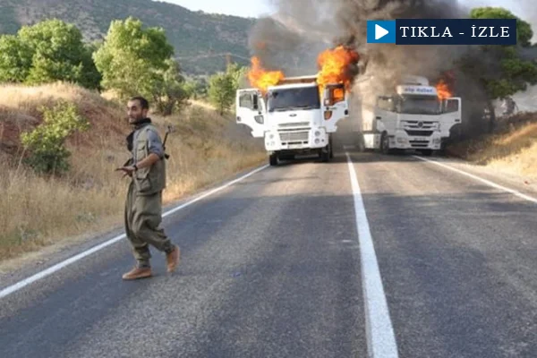 PKK'lılar 3 aracı yaktı