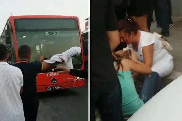 İzmir'de vatandaşlar geç gelen otobüse saldırdı