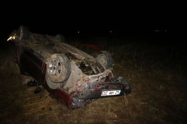 Konya'da otomobil şarampole devrildi: 1 ölü, 3 yaralı