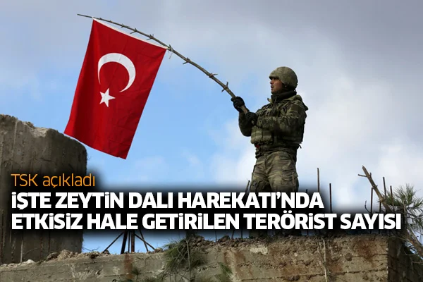 İşte Zeytin Dalı Harekatı'nda etkisiz hale getirilen terörist sayısı