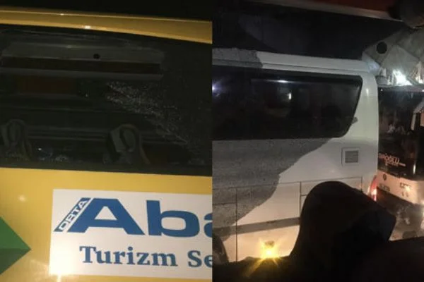 Konyaspor taraftarını taşıyan otobüslere saldırı