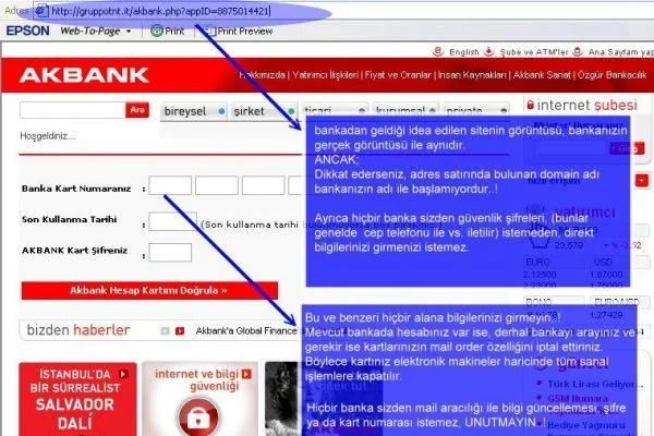 Sahte banka sitesi zerinden dolandııcılık