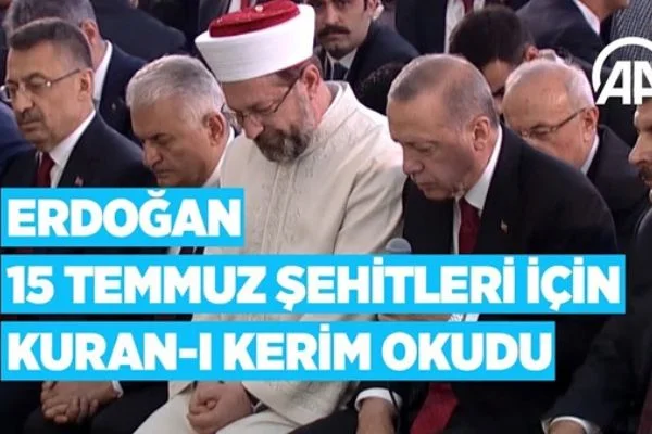 Cumhurbaşkanı Erdoğan, Beştepe Millet Camisi'nde şehitler için Kur'an-ı Kerim okudu