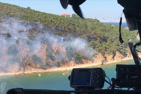 Marmara Adası ve Burgazada'da orman yangını