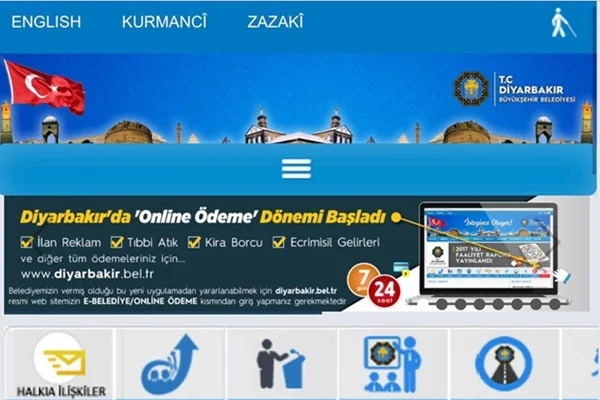 Yeniden açılan Diyarbakır Büyükşehir Belediyesi'nin sitesine Türk bayrağı eklendi