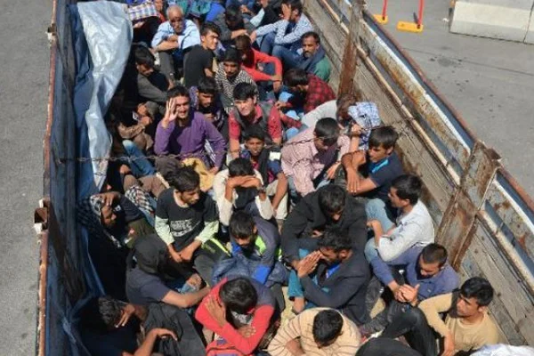 "Küçükbaş hayvan var" dediği kamyondan 61 göçmen çıktı