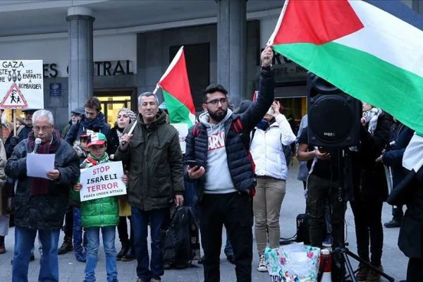 Brüksel'de İsrail protestosu