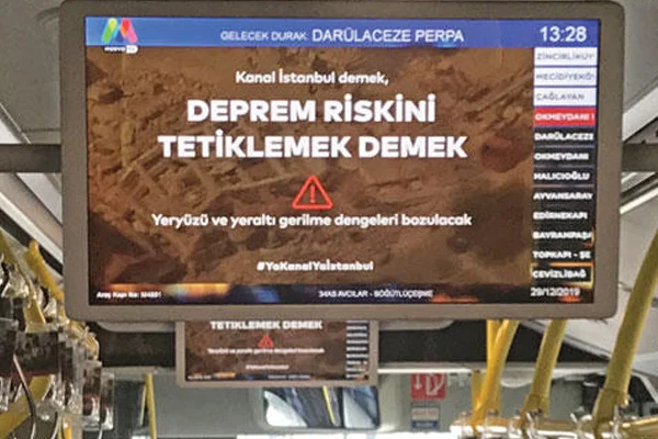 Toplu taşımada Kanal İstanbul karşıtı yayın