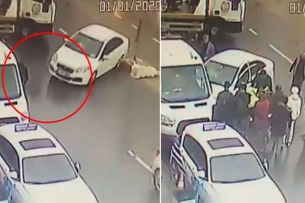 İstanbul Sultanbeyli'de savrulan araç yoldaki adama çarptı