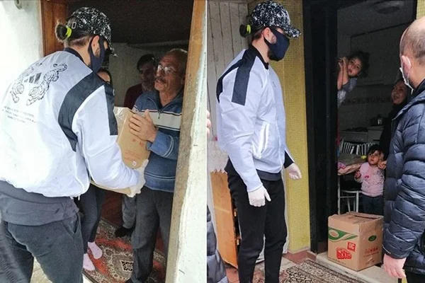 Futbolcu Yusuf Yazıcı ihtiyaç sahiplerine gıda yardımı yaptı