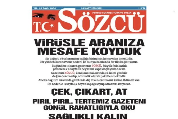 Sözcü 'Virüse kapak olsun' dedi